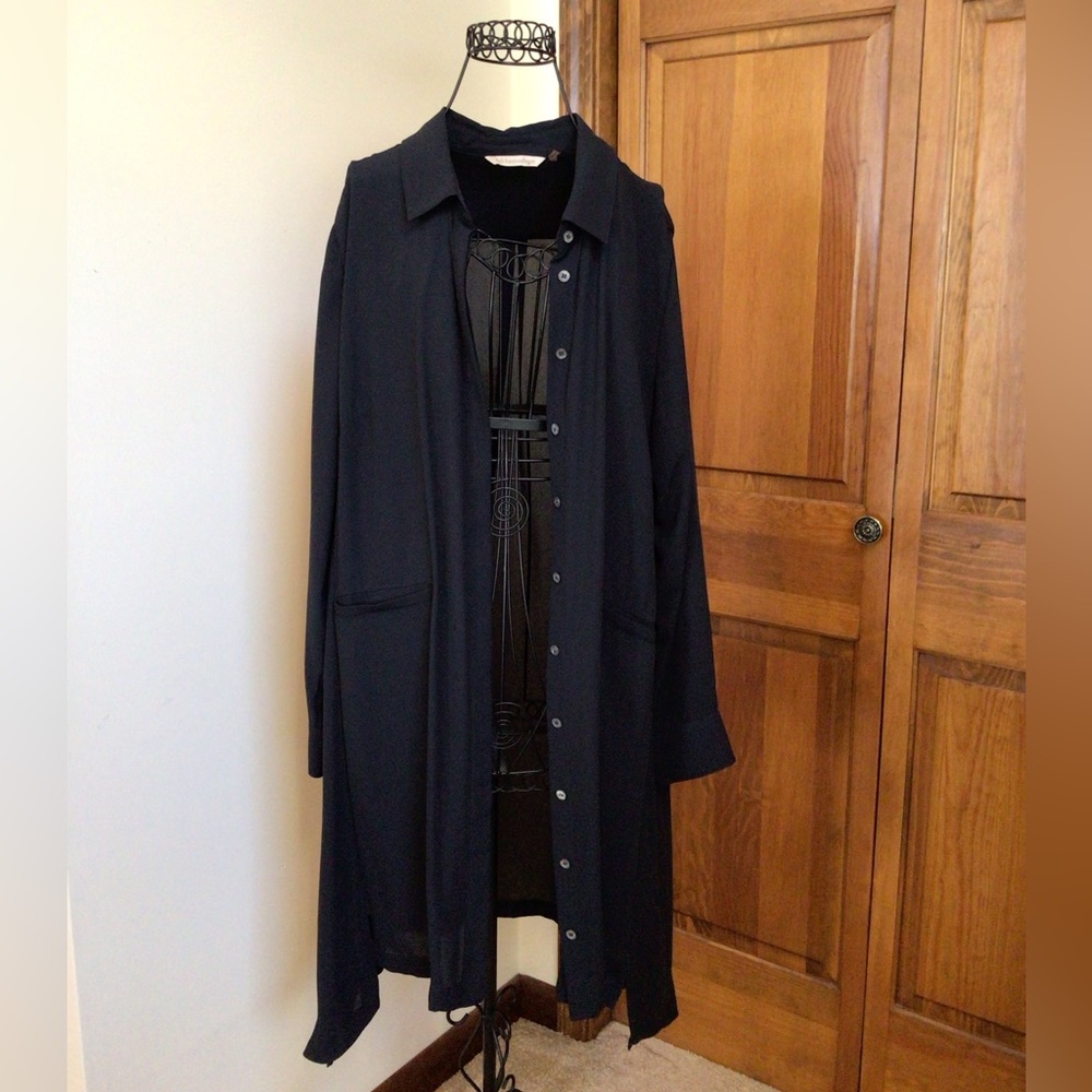 Soft surroundings navy button down dress, large, navy - Picture 2 of 7